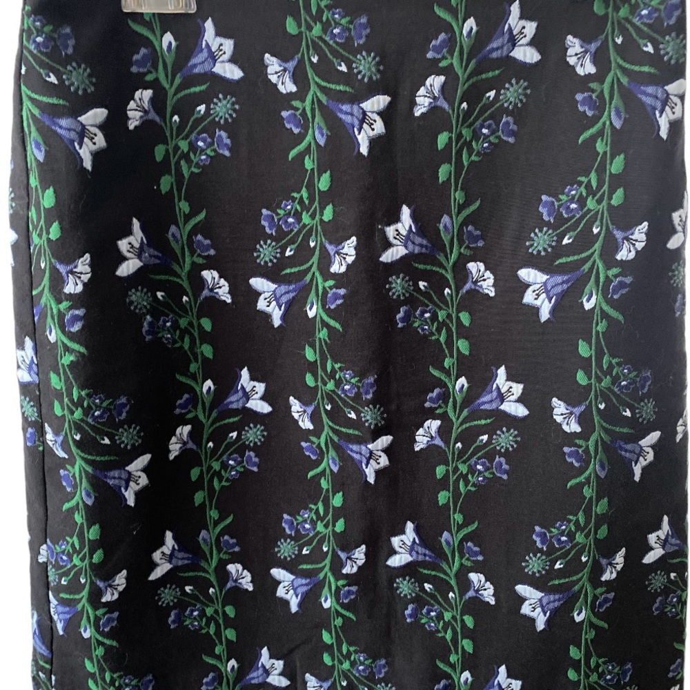 LOFT black straight skirt with flower embroidery NWT. Size 2